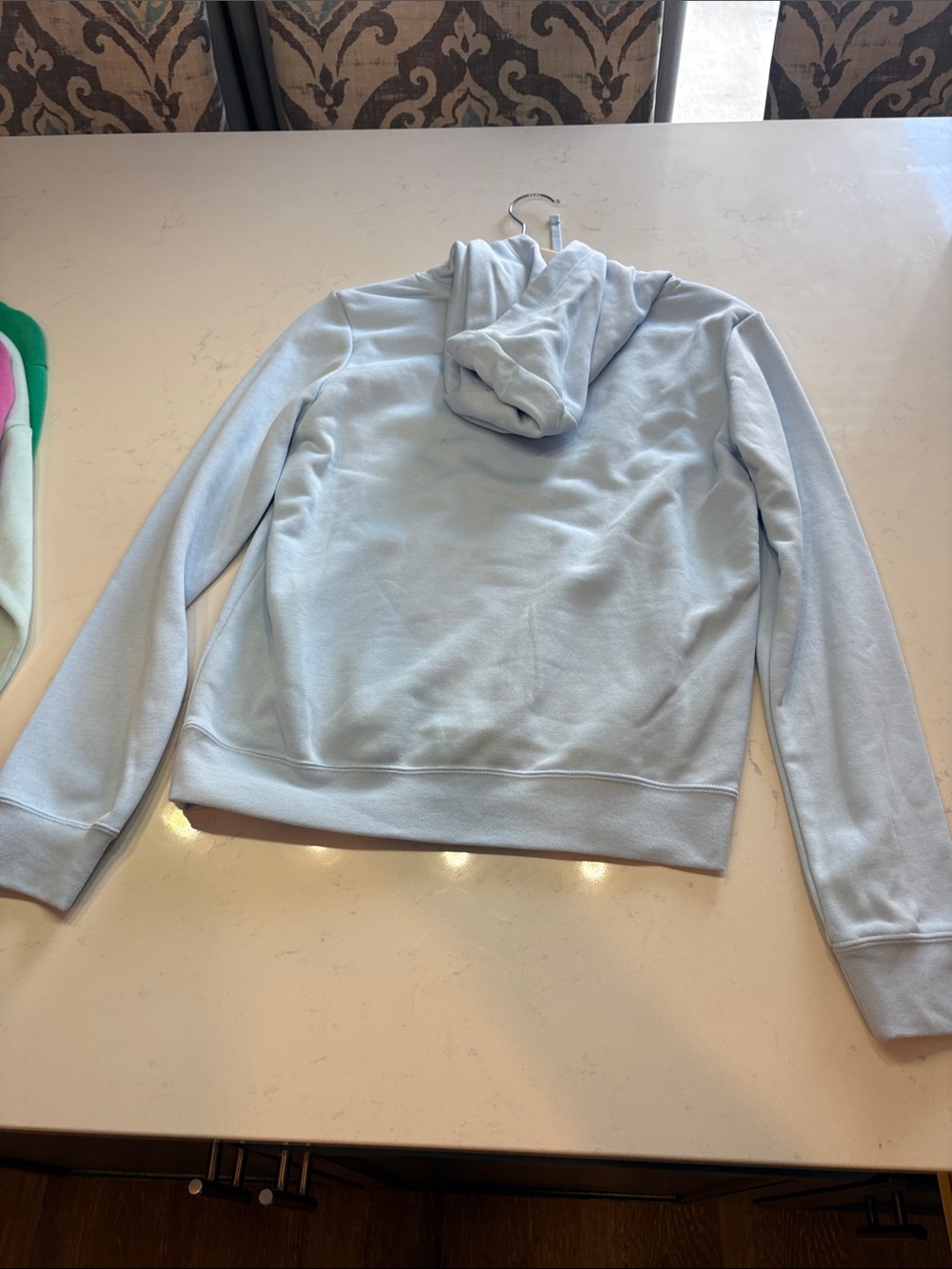 Nike Women’s Light Blue Cowl Neck Pullover with Blue Logo - Picture 3 of 3